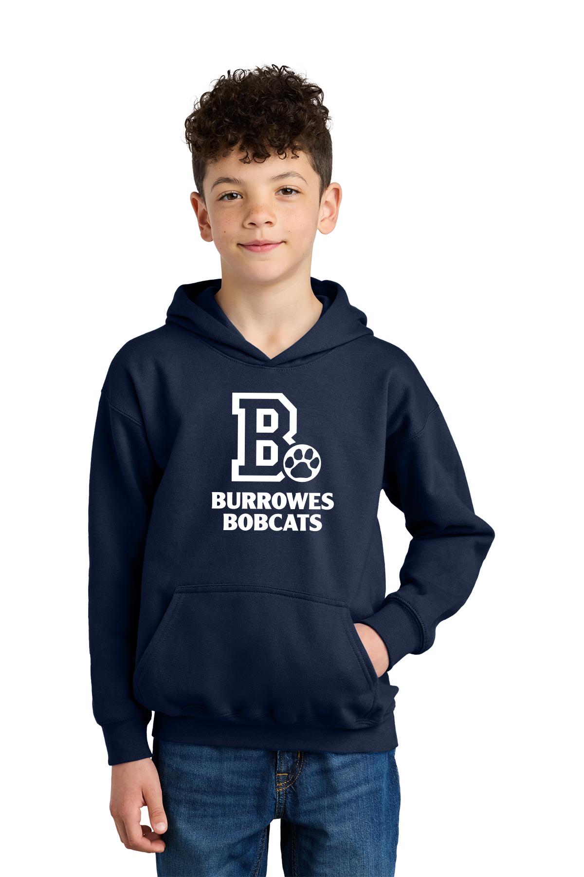 Youth Burrowes Bobcats Hoodie in Navy