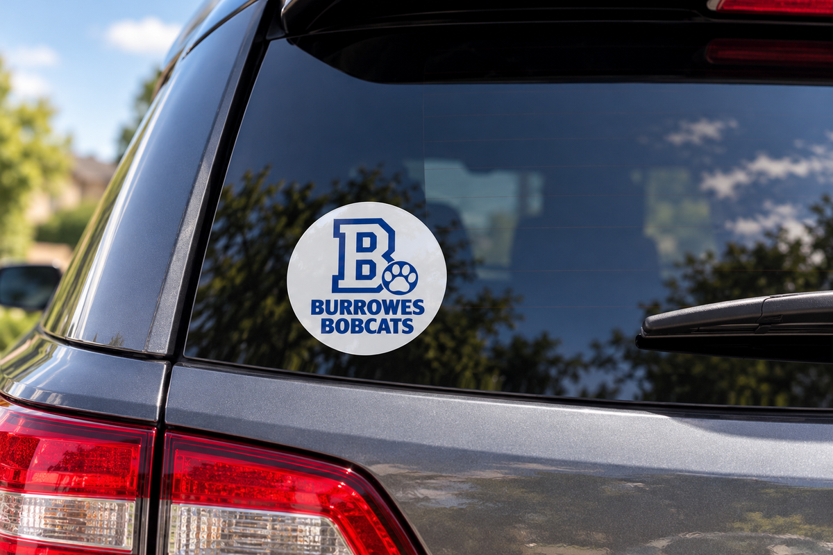 Burrowes Bobcats 4 inch window decal on an SUV