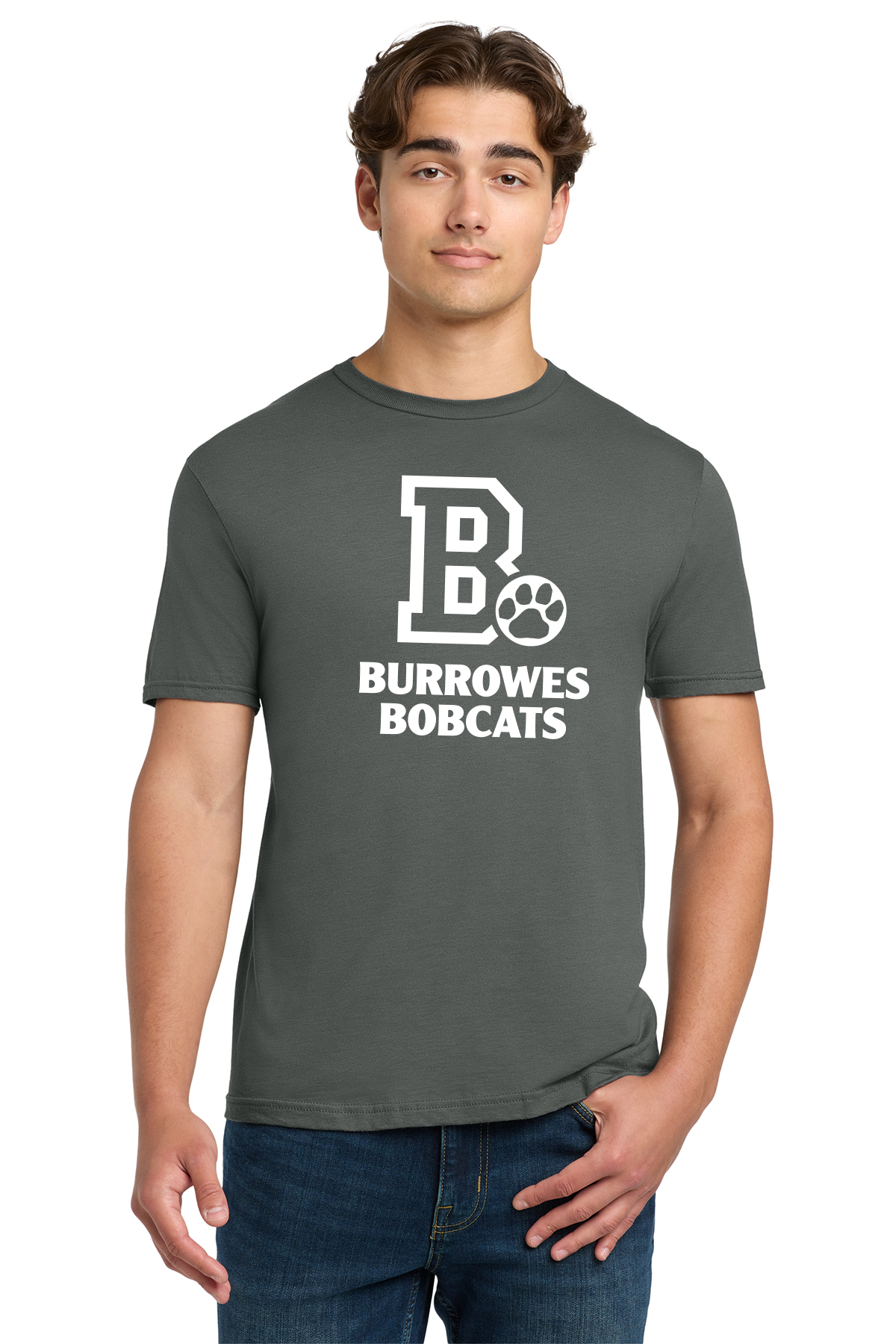 Adult Burrowes Bobcats T-Shirt in Charcoal