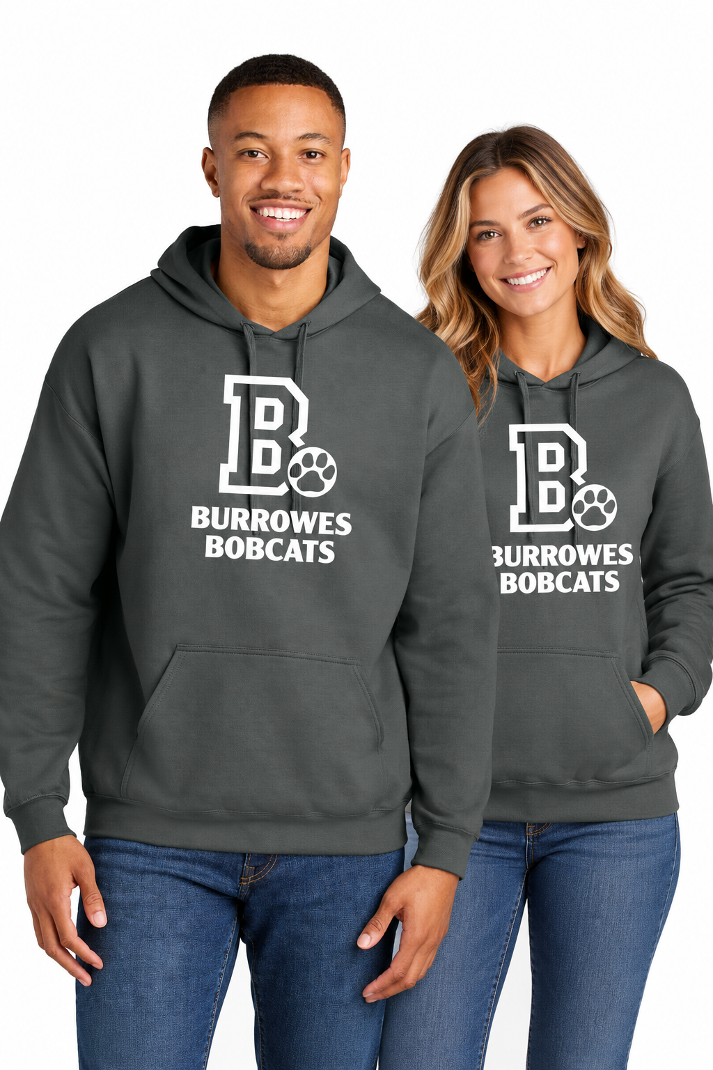 Adult Burrowes Bobcats Hoodie in Charcoal
