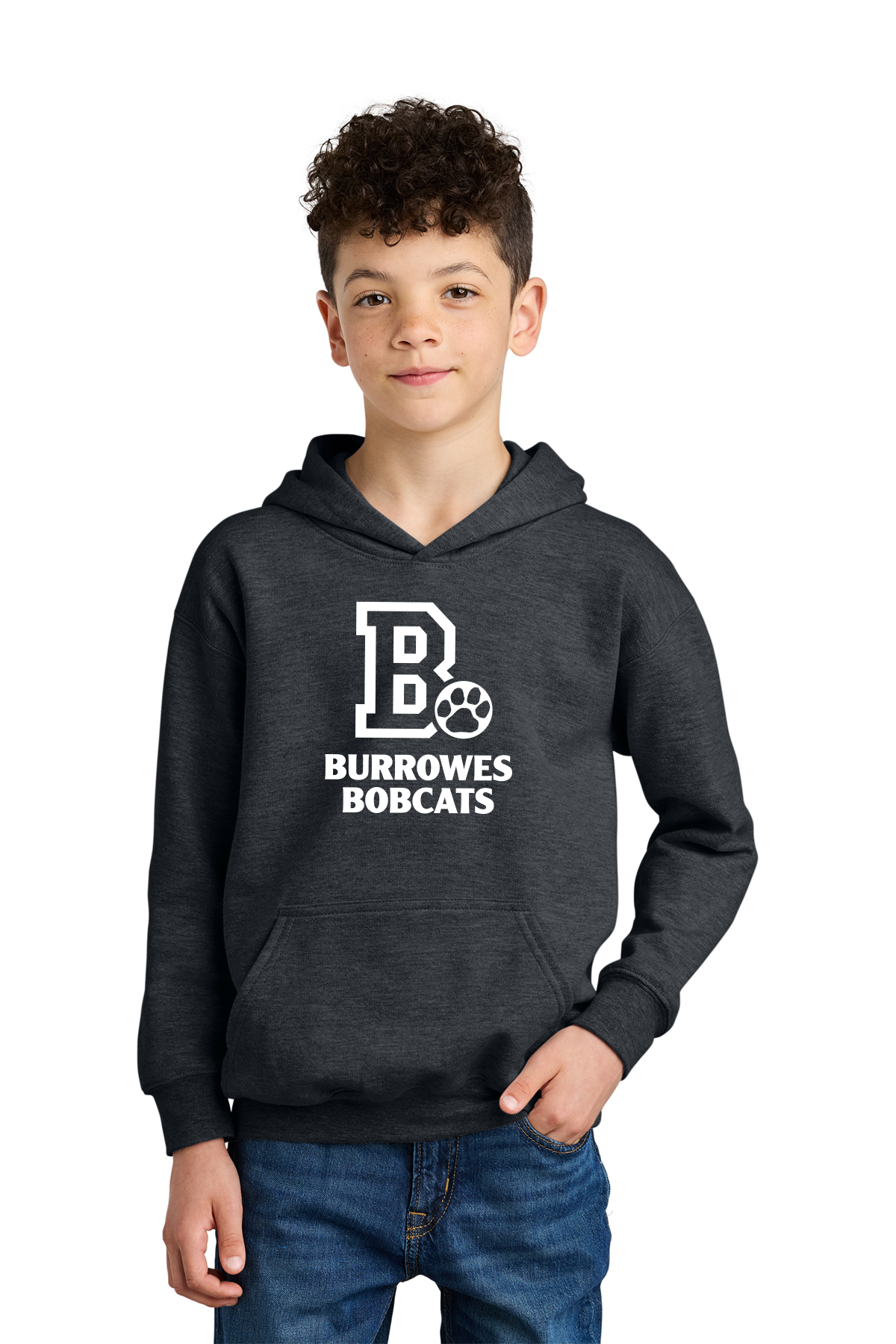 Youth Burrowes Bobcats Hoodie in Charcoal